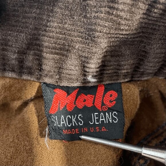 Male Slacks Brown 70s Corduroy Bellbottoms Scovall Zip Flare Jeans Size 34x32. - Picture 8 of 9